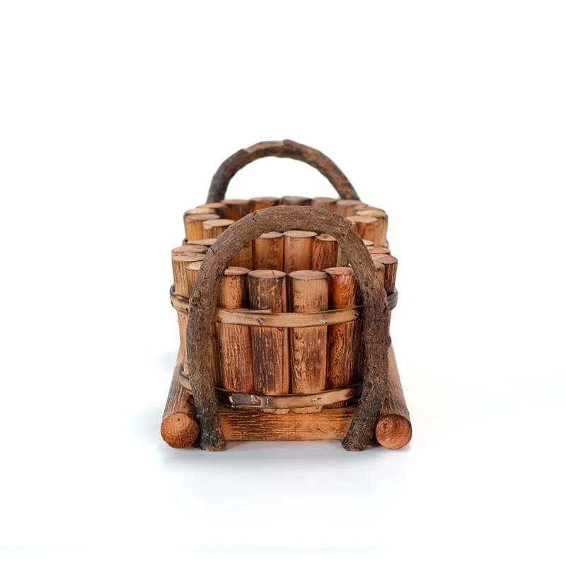 

New wood flower pot, retro style log durable balcony view large twin wood flower pot