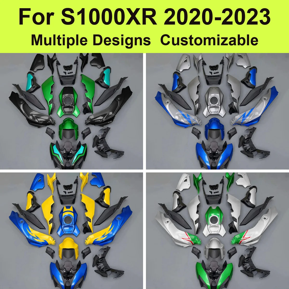 For S1000XR 2020-2023 Full Fairing Kit ABS Plastic Motorcycle Fairings Bodywork Cowling Heat Shield Included Blue Yellow