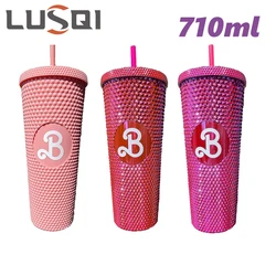 LUSQI 1PC 710ml Plastic Cup With Straw Large Capacity Reusable - Creative Durian Pattern Drinking Cup