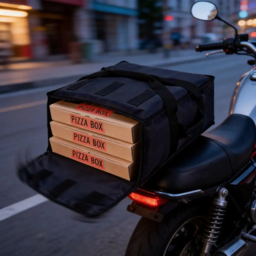 JSERYISGN Insulated Pizza Bag with Zip Closure for Large Orders & Delivery Use, Folds Flat When Empty, Maintains Slice Heat During Transport (Functional Cooler for Luggage & Bags), Practical, Compact Shape, Polyester Clothes, Zipper