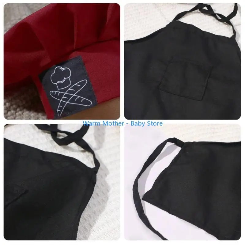 طقم مريلة وقبعة لأزياء الطبخ لحديثي الولادة لجلسة تصوير لا تُنسى للأطفال 57QE