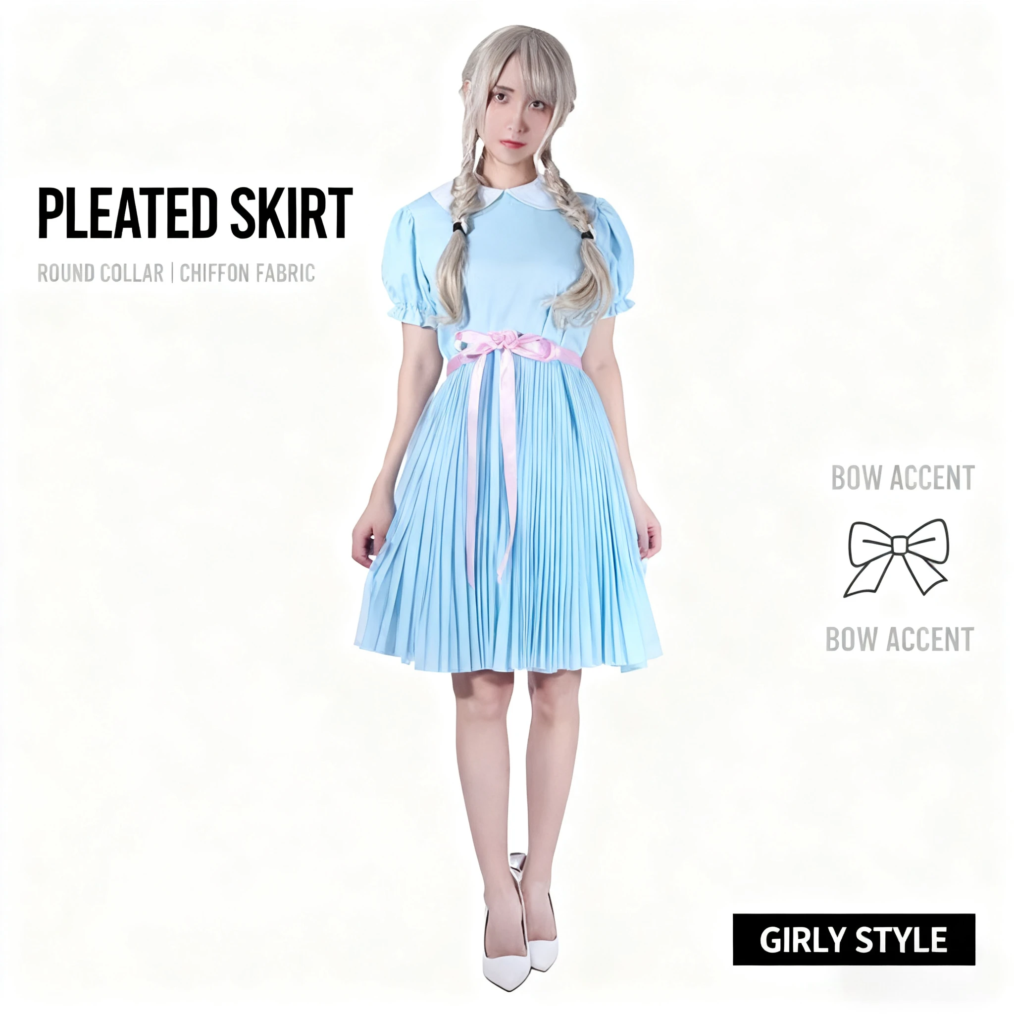 فستان خادمة يومي لطيف برباط علوي زي خادمة القهوة #1