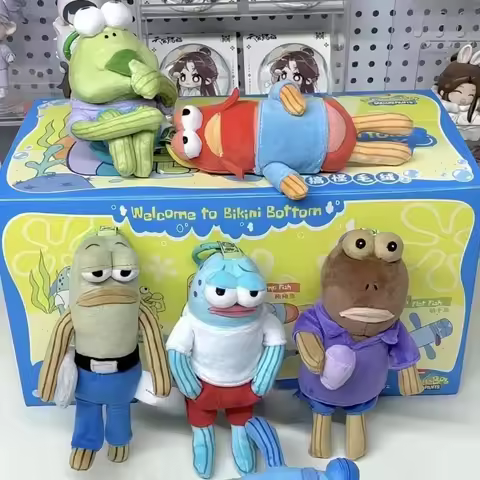 New Potdemiel keychain, SpongeBob SquarePants, residents of Bizarre Castle, silly fish, funny plush pendant, holiday gift
