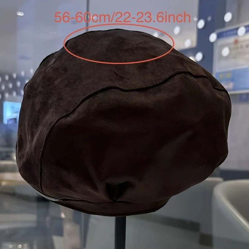 Japanese Retro Faux Suede Velvet Rollable Brim Cloud Beret Hat Women'S Casual All-Match Slimming Octagon Newsboy Cap Men