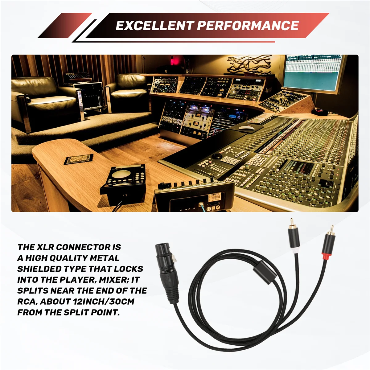 

A12R 3-контактный XLR «мама» на двойной разъем RCA «папа» Y-разветвитель, аудиокабель микшерного усилителя, соединительный кабель стереоаудио, 1 метр