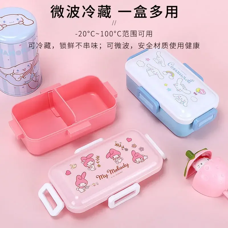 Kawaii Sanrio Mittagessen Box KT Cinnamoroll Mymelody Mikrowelle Versiegelt Doppel Schicht Cartoon Student Lebensmittel Erhaltung Box