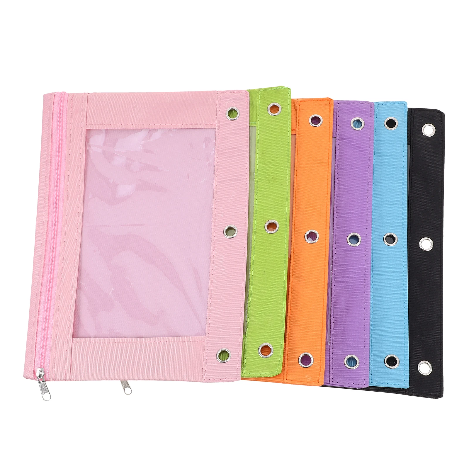 

6 Pcs File Bag Pen Pencil Pouch Binder Holder Bulk Oxford Cloth Zipper Storage Folder Insert Document ganizer Transparent
