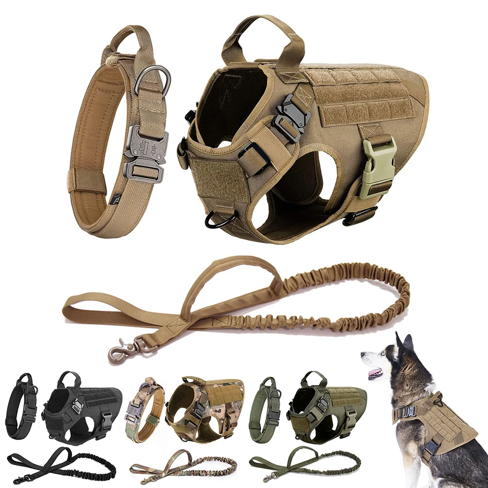 

Military Large Dog Harness Leash Set K9 Dog Collar Tactical Training Vest for German Shepherd Pet Accessories for Medium Large