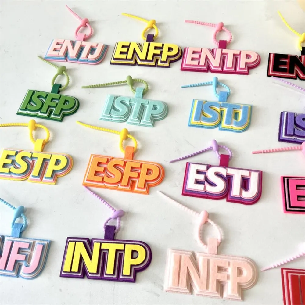 Korean Style MBTI Key Chain Mini Letter Keyring Non-woven Pendant Charms Colorful Styles 16 Type Personality Key Chain Children