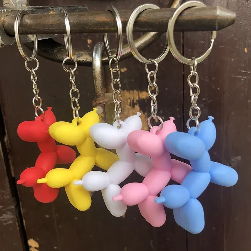 Cute Balloon Dog Key Chains for Women Lovely PVC Keyring Trinket Fashion Rubber Dog Bag Pendant Kawaii Car Keychain Sale by Bulk