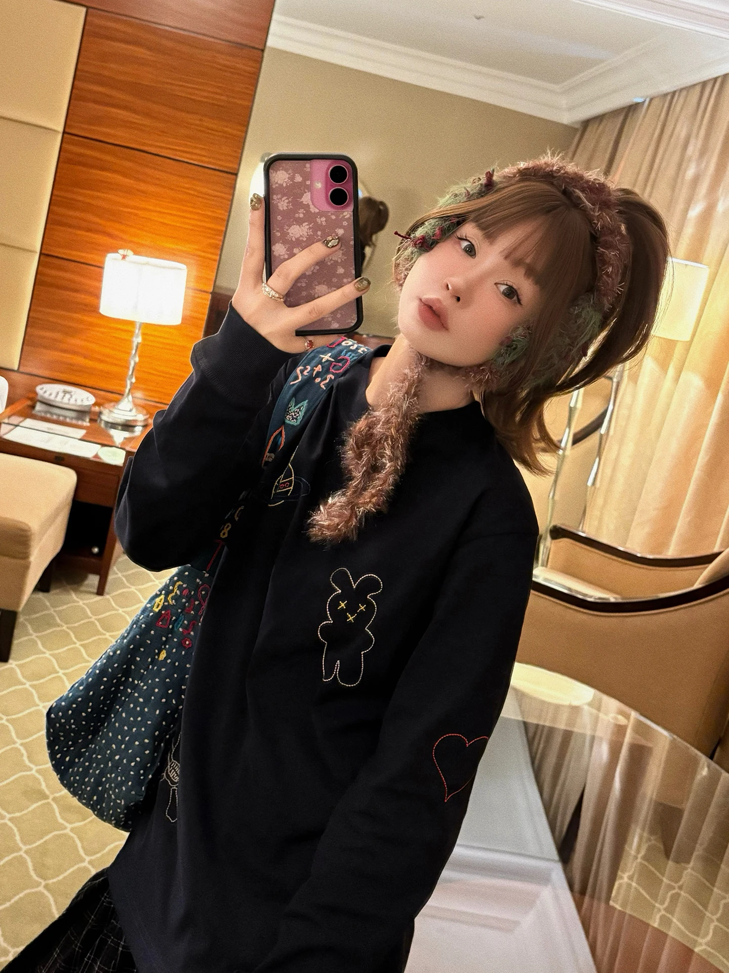 

Футболка VIMAS с вышивкой, длинная, из вельветового хлопка, повседневная, свободного кроя, женская, яркая, игривая, цветная