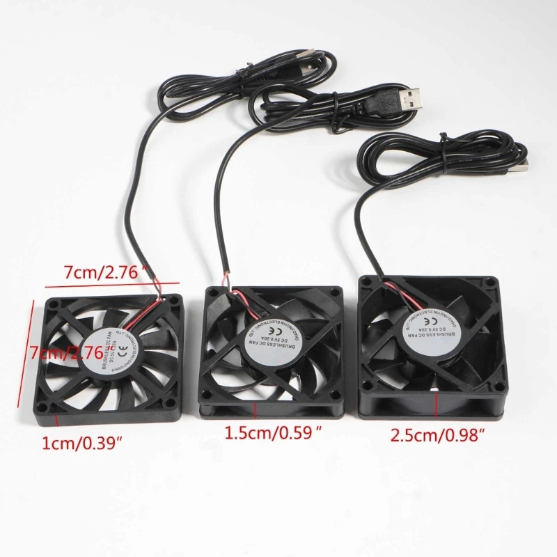 5V Konektor USB PC Fan Cooler Heatsink Exhaust Kipas Pendingin CPU 70x70mm