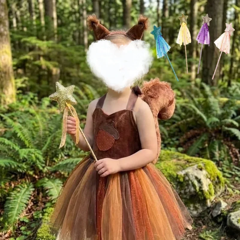 Animal Cosplay Tulle Dress with Matching Headband Polyester Role Play Outfit for Girls Halloween Celebrations