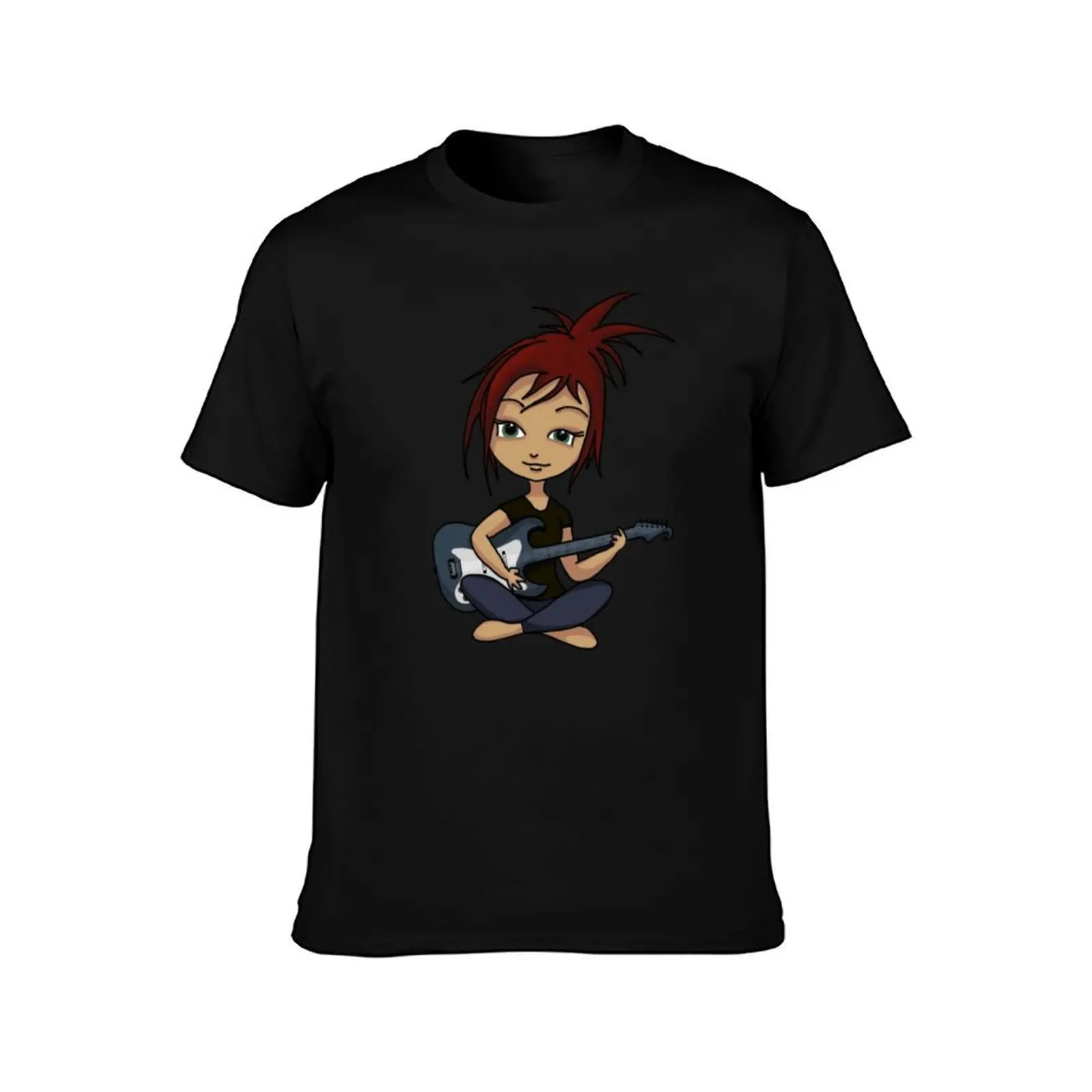 Guitar Chick (version 2) T-Shirt Worker Basic Short Sleeve Tee T-Shirt