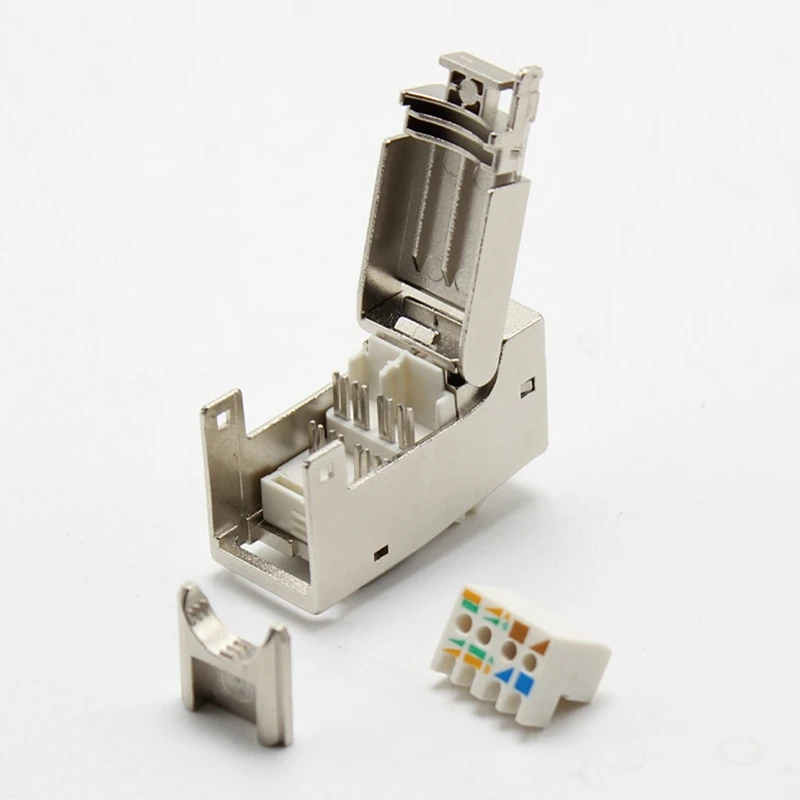 CAT7 Keystone Jack berpelindung penuh, RJ45 ke LSA, koneksi bebas alat, kompatibel untuk Cat6a/Cat.6 sistem