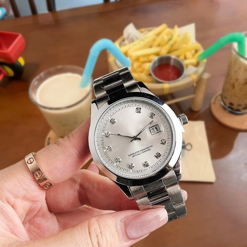 

Luxury Designer New Watch With Genuine Diamonds Large Dial Fashion Hip Hop Quartz Wristwatch High Quality Stainless Steel Band