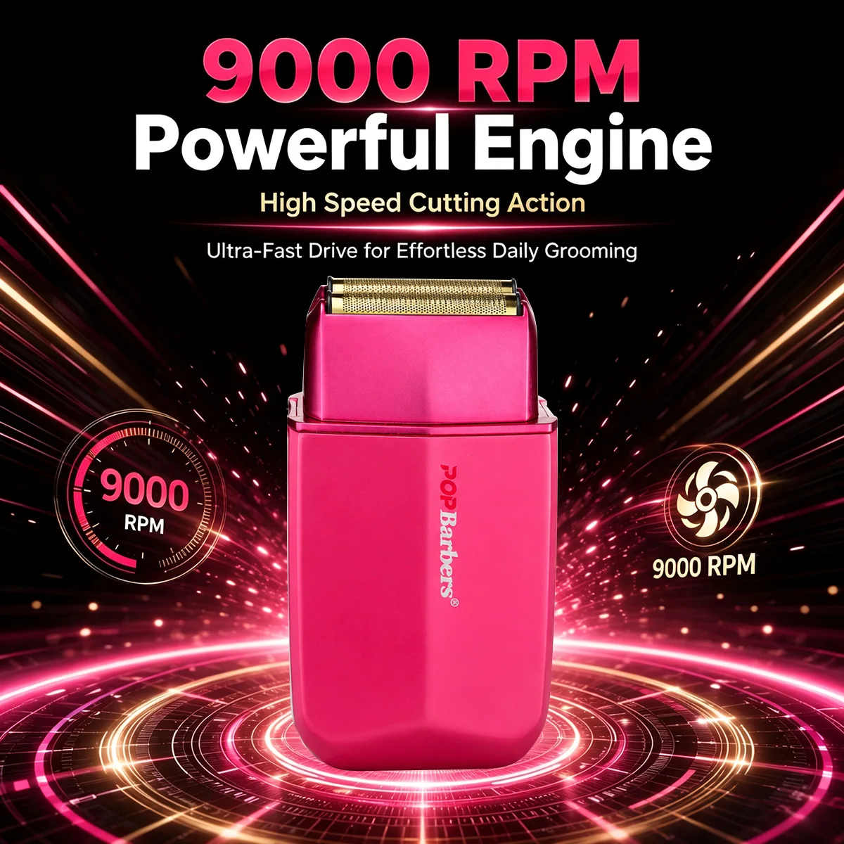 POPBarbers P10S Shaving Trimmer for Man Double Foil 9000RPM Full Metal Carry Bag Professional Reciprocating Shaving Machine