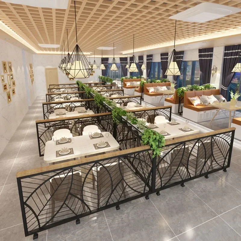 Restaurant partition fence, industrial wind partition bar, hotel booth partition hollowed out, low wall flower stand
