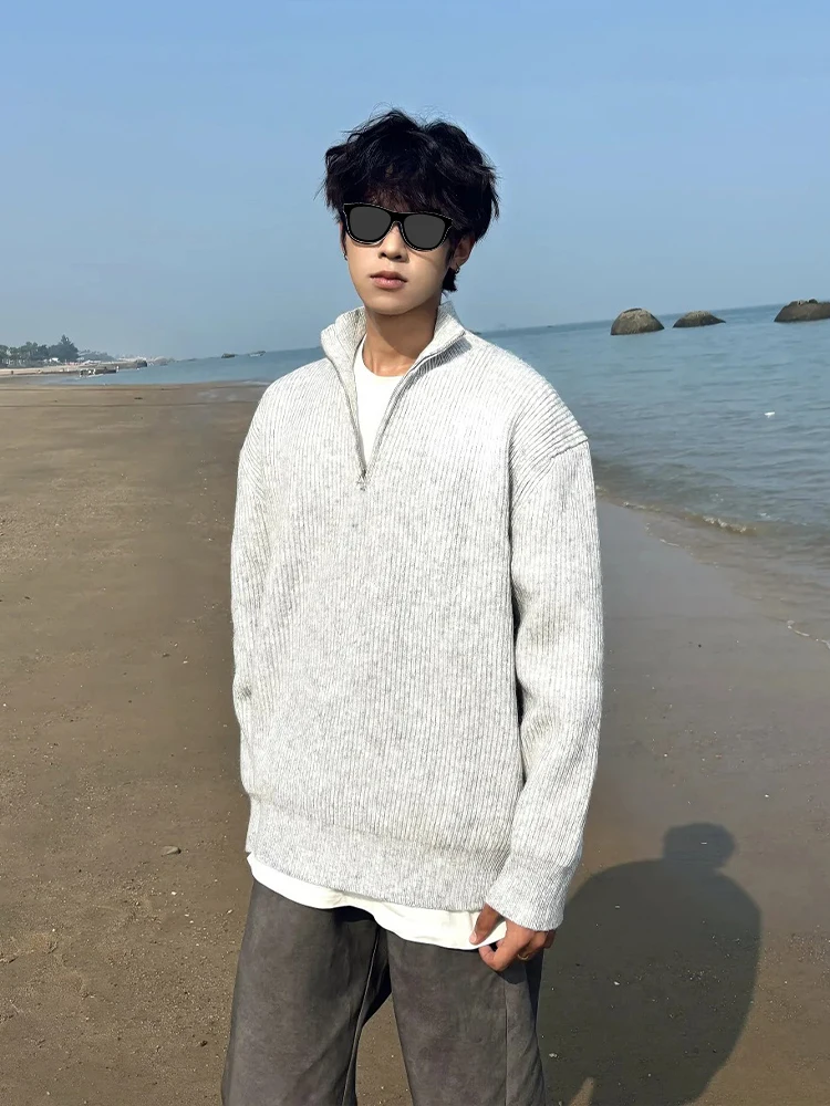 

Cleanfit ey f Вязаный свитер на молнии, мужской весенне-осенний свободный джемпер Lazy Sle Jaet, мягкий, удобный, средней длины...