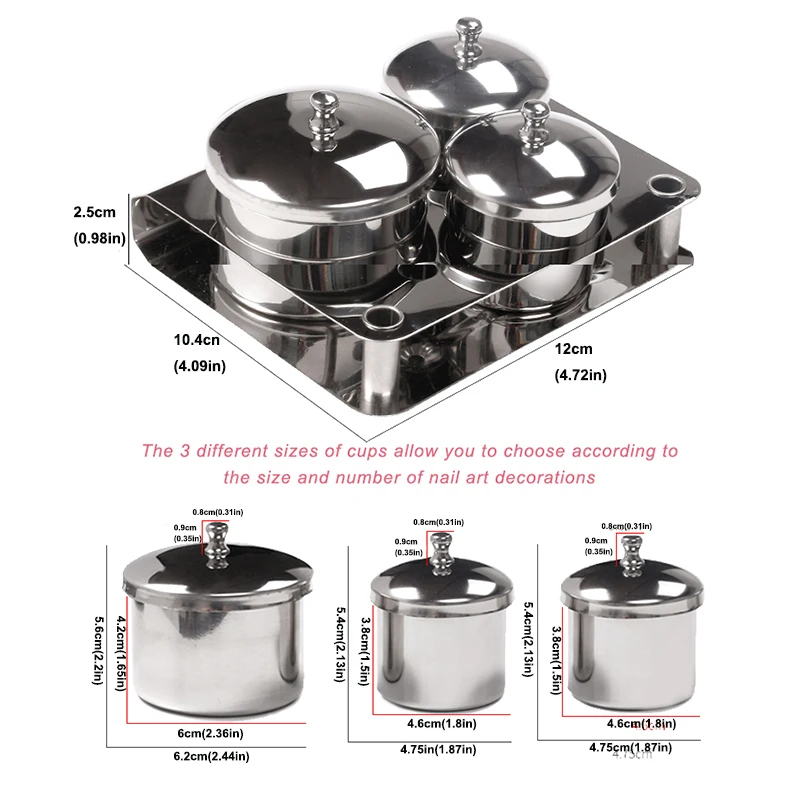 3 Pièces,Ensemble de  en Acier Inoxydable pour Nail Art, Équipement Professionnel, Tasse N64.Cup, Convient pour Salon/N64.Shops/Personnel