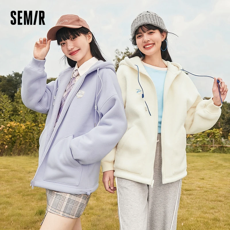 Semir Coat Women Winter średniej długości dwustronna luźna 2022 nowa bluzka z polaru casualowa kurtka ciepła