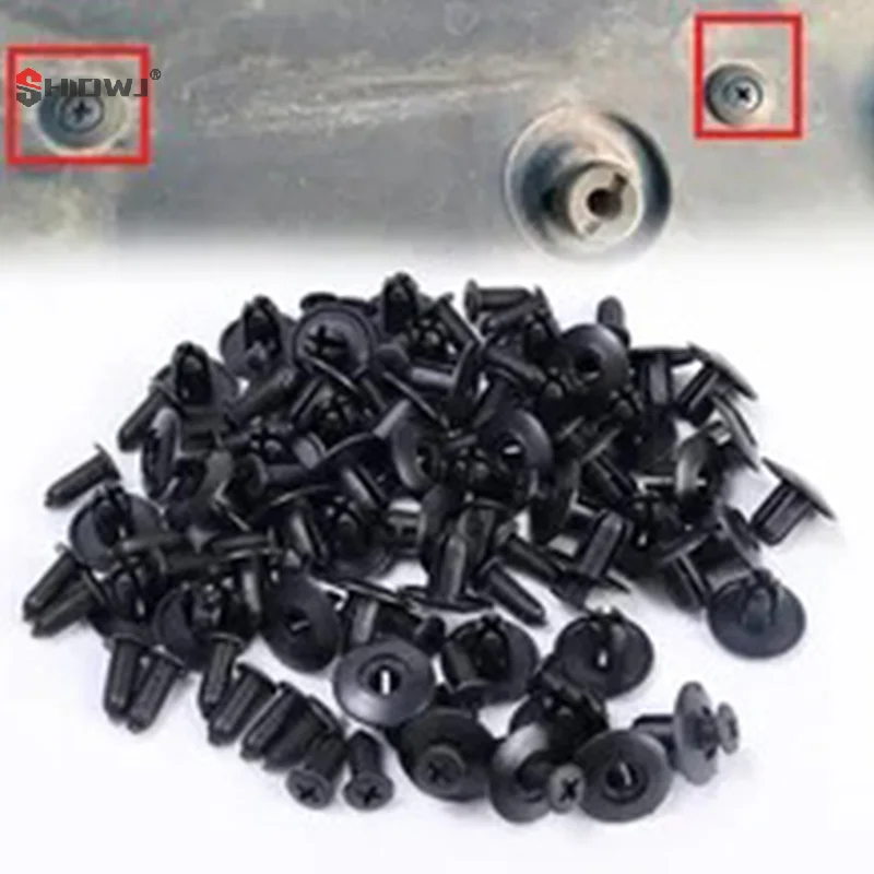 50Pcs 8mm Rivets Fasteners Screw Clips Car Bumper Fender Hole Plastic Push Pin Clip Auto Tool Car Accessories