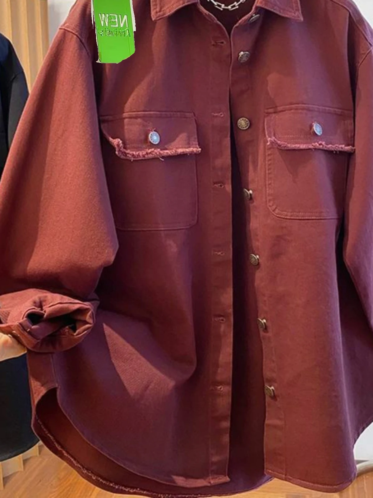 플러스 사이즈 데님 재킷 칼라 여성 남성 봄 가을 면 폴리에스터 혼방 편안하고 통기성 좋은 한국 스타일