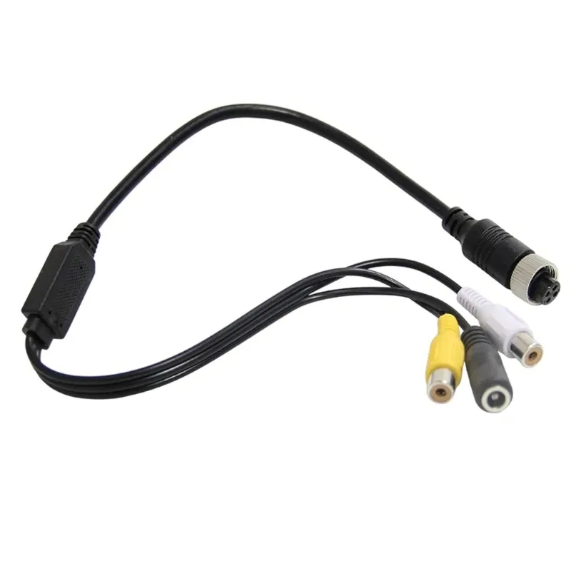 Cable adaptador de corriente de vídeo con conector hembra de 4 pines macho a 2RCA macho y CC hembra para sistema de cámara de vehículo