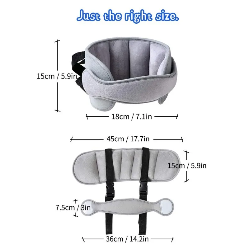 Baby Car Seat Head Support(Gray)Toddle Car Neck Relief Baby Child Car Seat Adjustable Head and Neck Support Band