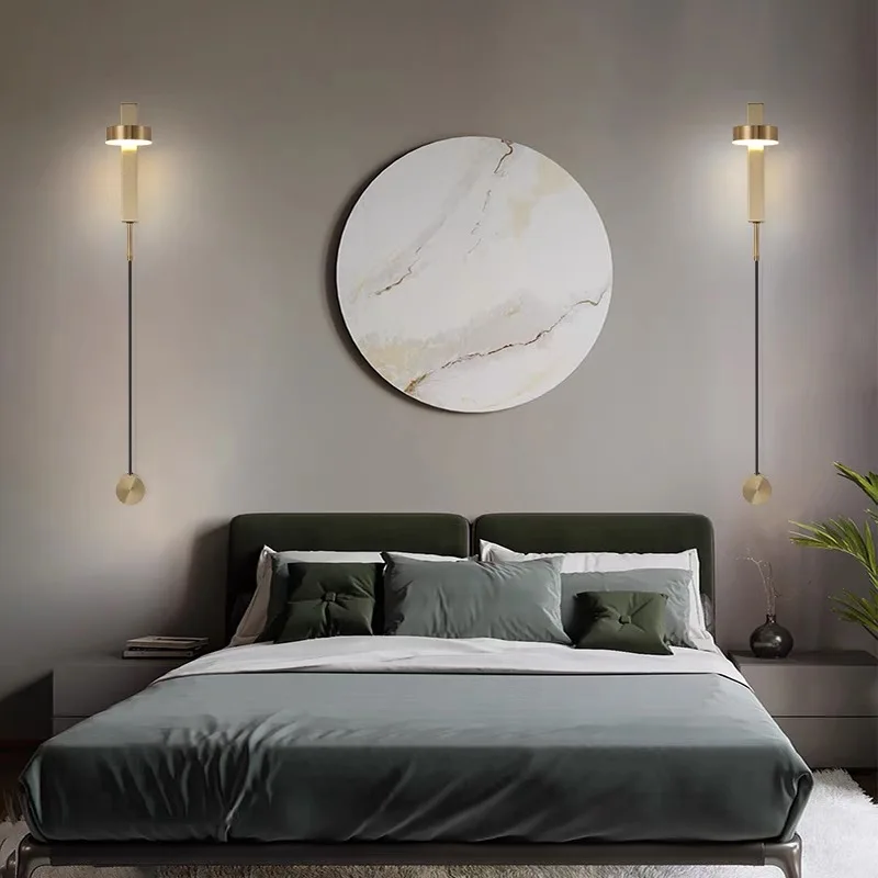 Nordic ห้องนอน Postmodern Art Wall Light ห้องนั่งเล่นสร้างสรรค์ไฟข้างเตียงสวิทช์ Minimalist ตกแต่ง Dimming Wall โคมไฟ