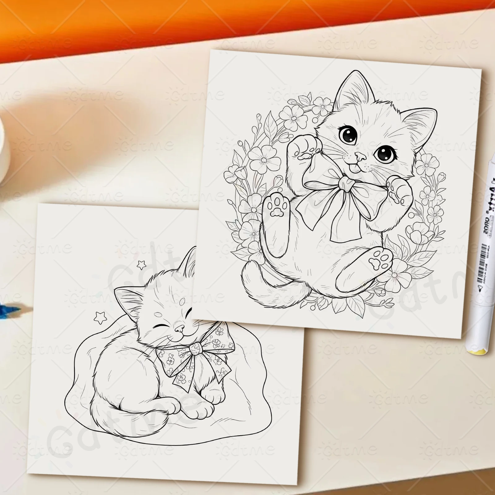 Liebevolles Katzen-Malbuch für Erwachsene zur Angstlinderung und Stressabbau, Kunst-Aktivitätsbuch, Perfektes Geschenk für Katzenliebhaber & Tierkunst-Fans – Detail 8