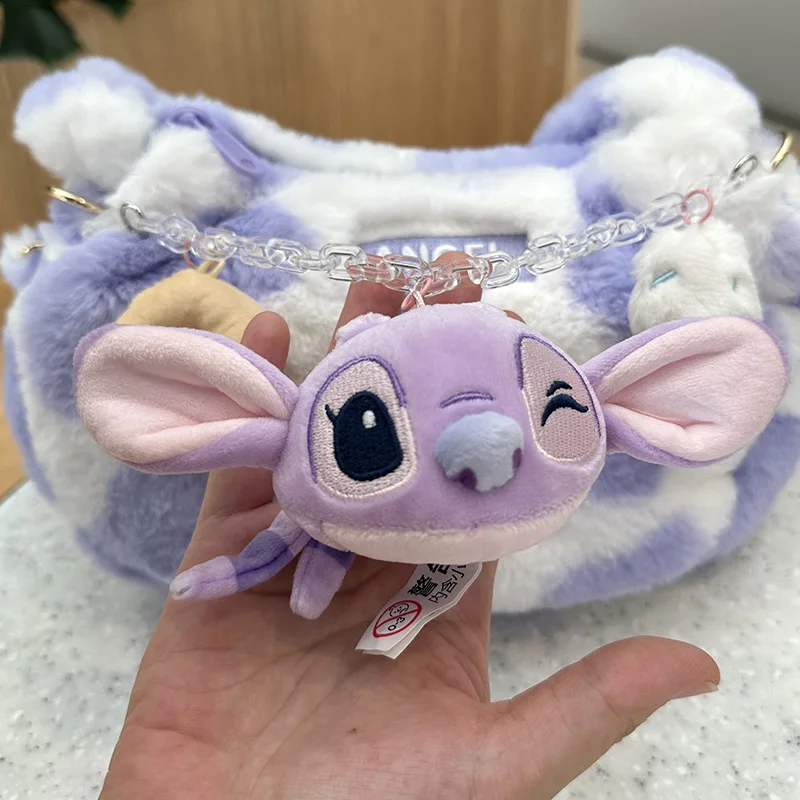 Disney Original Angel Alien Cartoon Plush Shoulder Bag Leisure Girls Fashion Plushies Handbag Portable Kawaii Birthday Gifts