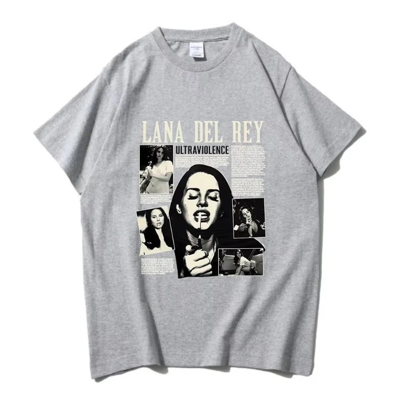 المغني لانا ديل ري تي شيرت مطبوع موضة الرجال ملابس حريمي الهيب هوب الشارع الشهير Harajuku Y2k بلايز كبيرة الحجم للجنسين المحملة الملابس #2