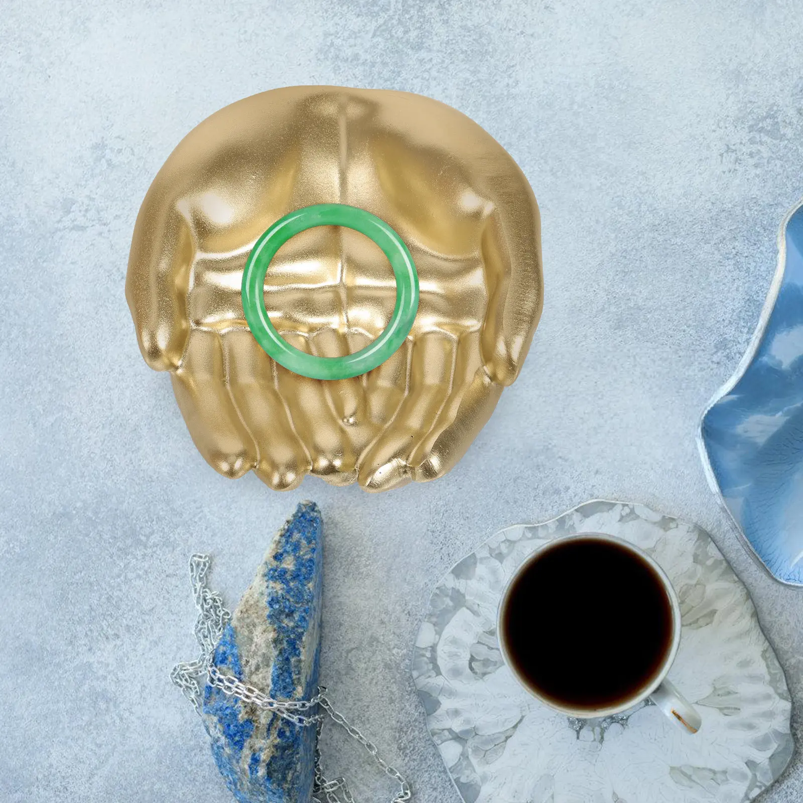 

Premium Resin Jewelry Dish Palm Shape Ring Holder Organizer for Necklace Bracelet Coin Desktop Storage Decor Jewelry Plate