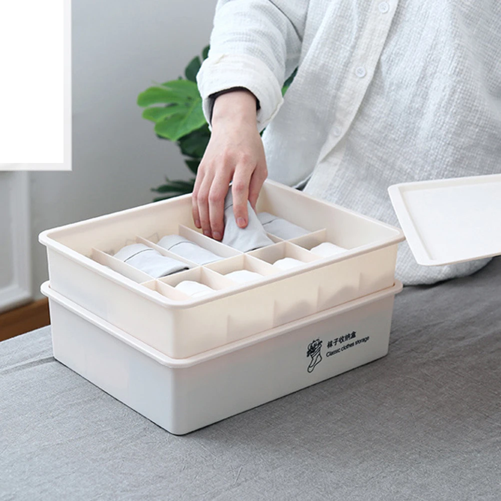 

Underwear Box Underwear Storage Case Plastic Compartment Container For Socks Bras Panties Closet Drawer Organizer