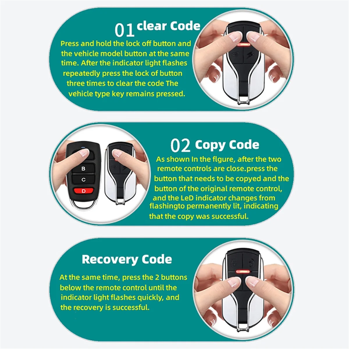 433Mhz Wireless Copy Remote Control RF Copying Controller Garage Door Clone Code Transmitter Motorcycle Duplicator Key