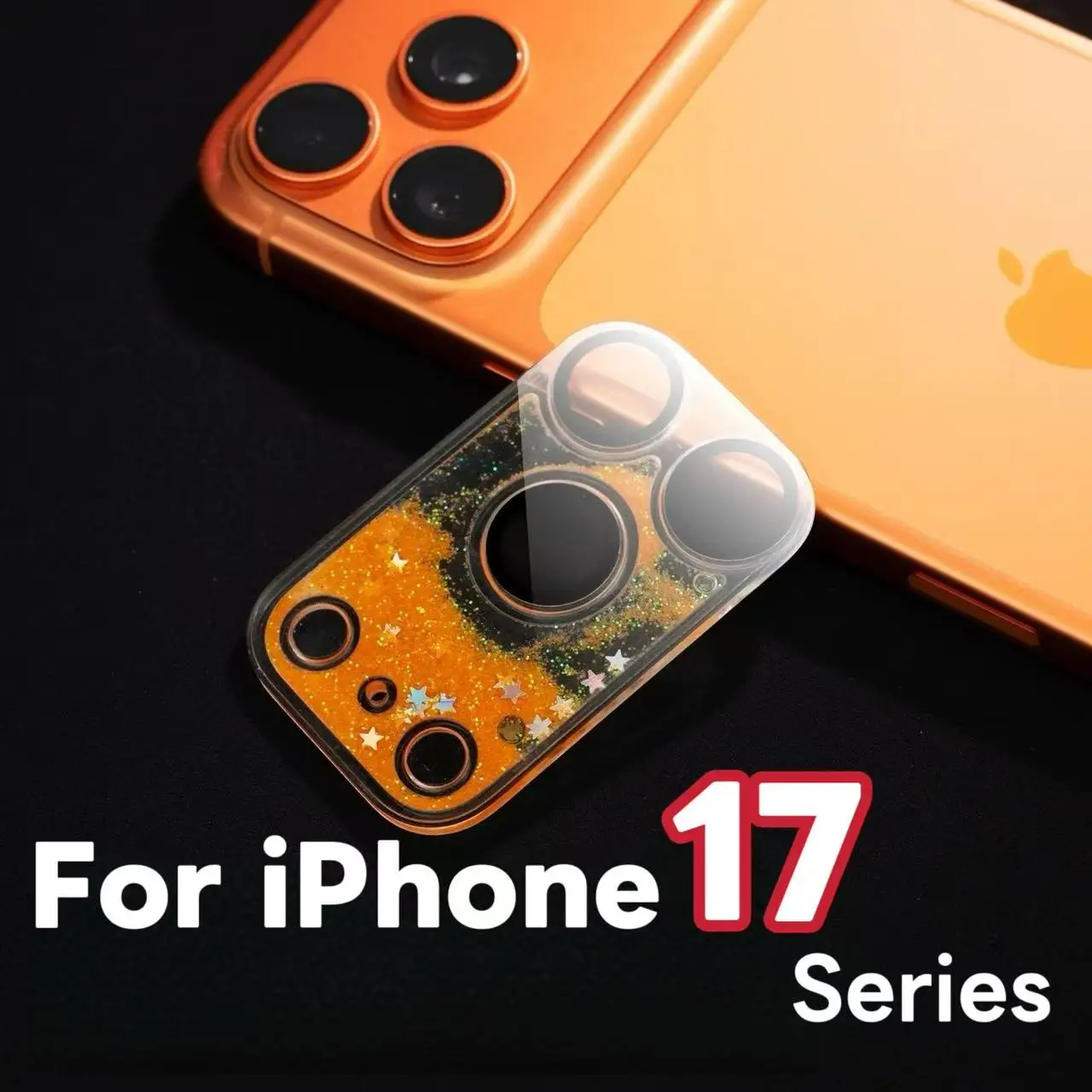 Vollständiger Stoßfester Objektivschutz für iPhone 17 Serie - Glitzer-Quicksand Kameraobjektivschutz