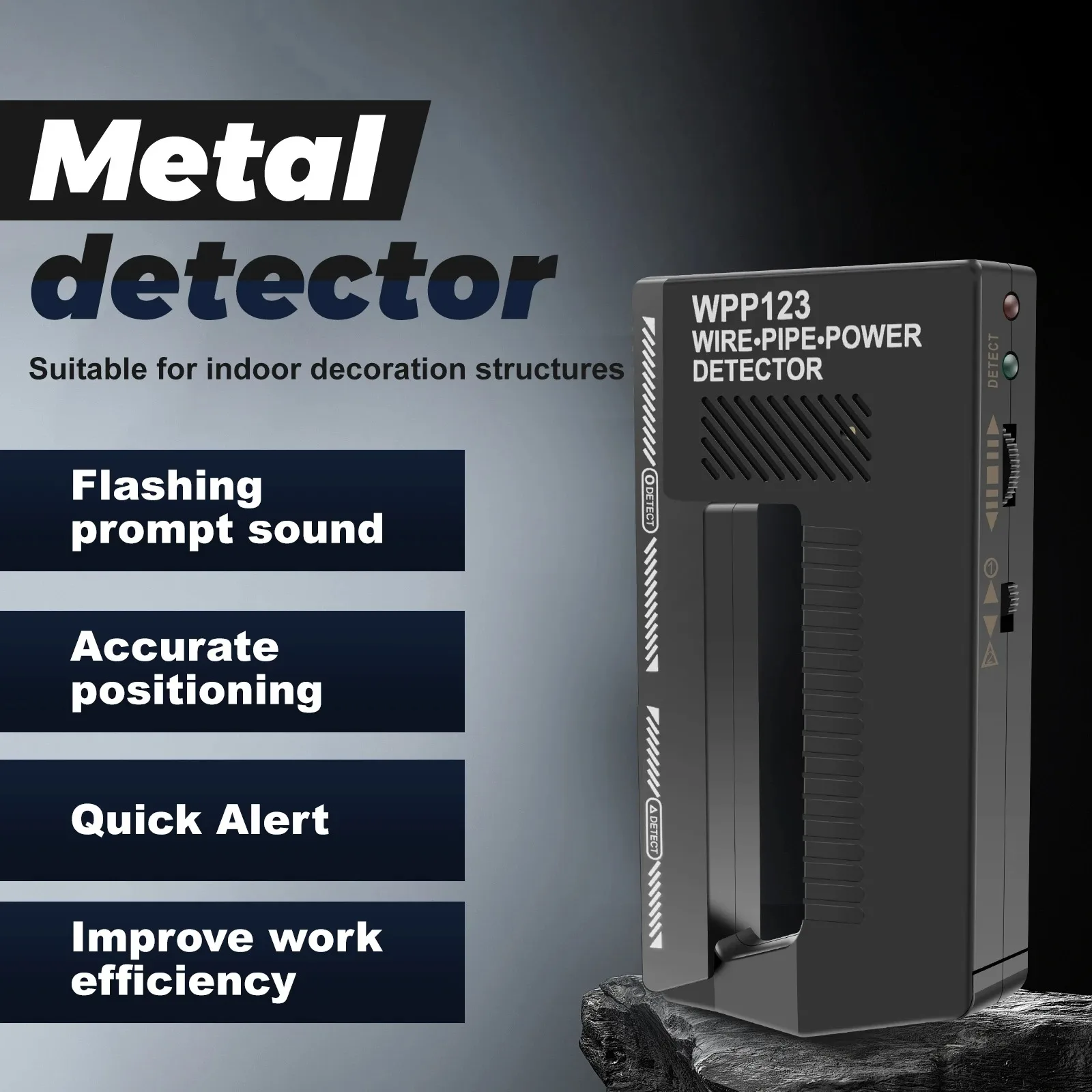 Hochempfindlicher Handscanner für Wände, Metalldetektor, AC-Kabel- und Metallrohr-Detektor mit visuellem Alarm