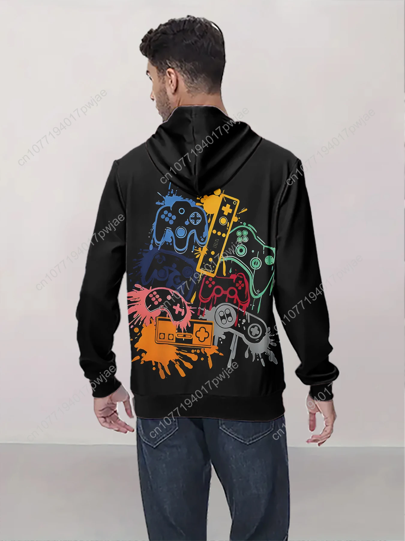 Мужская толстовка с капюшоном, пуловер с 3D забавным динамическим цифровым принтом и геометрическим узором, теплая зима, весна/осень, повседневная Sw