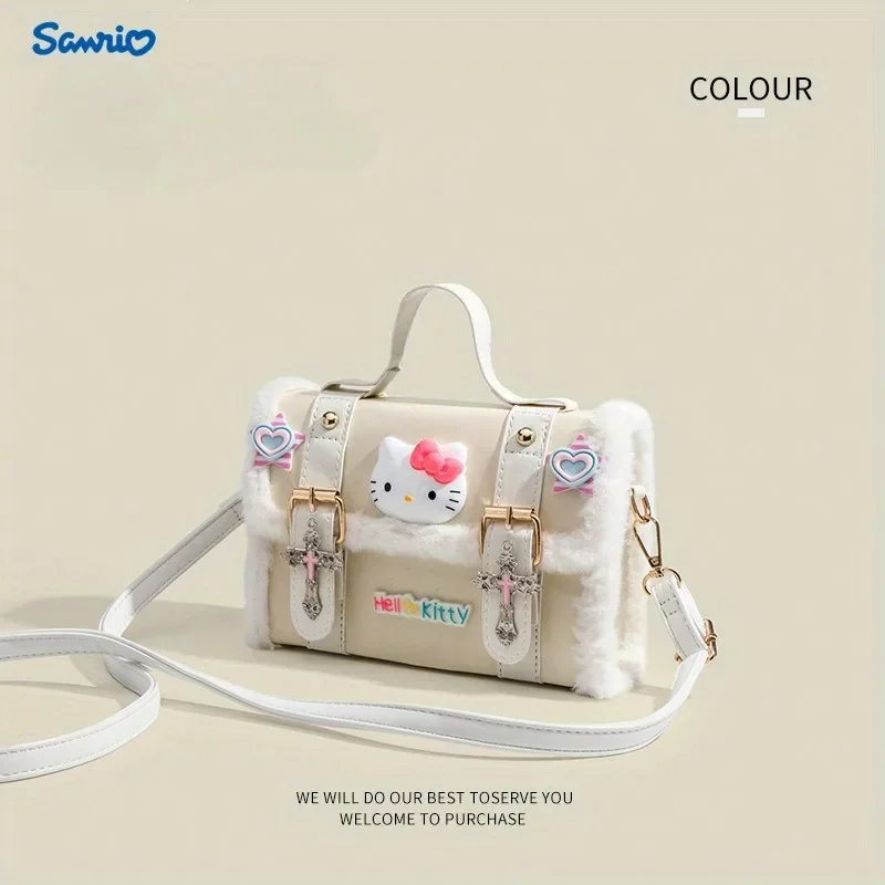 Sanrio Hello Kitty Fashion Crossbody Bag Y2K Aesthetic Charm Satchel Cute Cambridge Style Single Shoulder Bag Simple Retro Bags