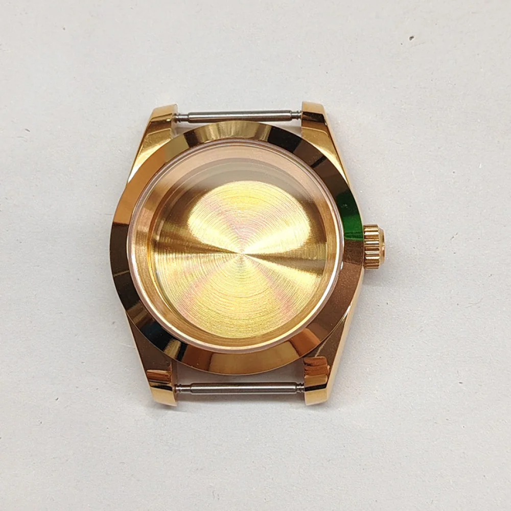 حافظة ساعة ذهبية PVD 36 مم/39 مم، حافظة زجاجية معدنية من الفولاذ المقاوم للصدأ NH35، لحركة NH35/NH36، غلاف ساعة مناسب 29 مم 28.5 مم #5