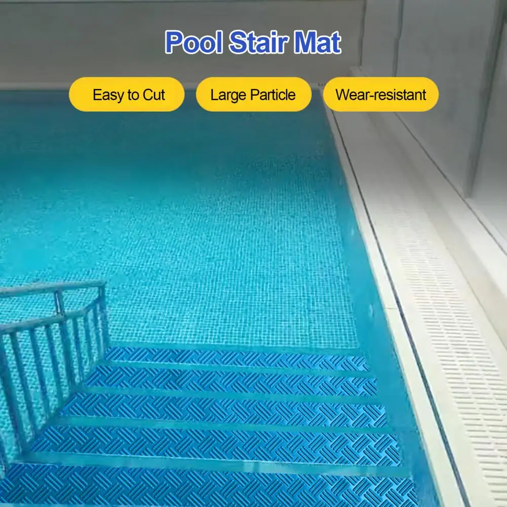 Pool Stair Mat Easy to Cut Pool Anti-slip Mat Large Particle PVC Swimming Pool Step Mat with Non-Slip Texture for Outdoor