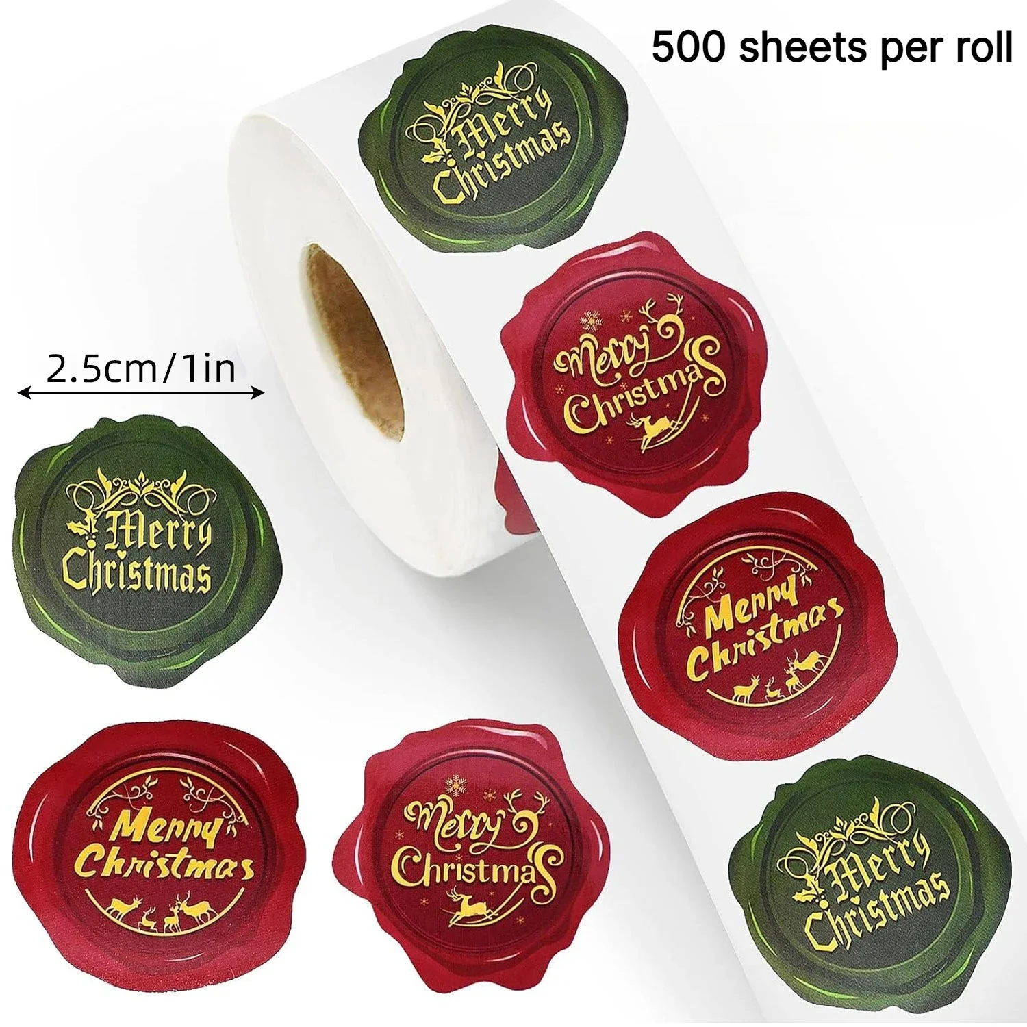 1000pcs Sticker Rolls, Various Styles of Merry Labels, Suitable for Greeting Cards, Sealed Envelopes,Gifting,Holiday Decorations