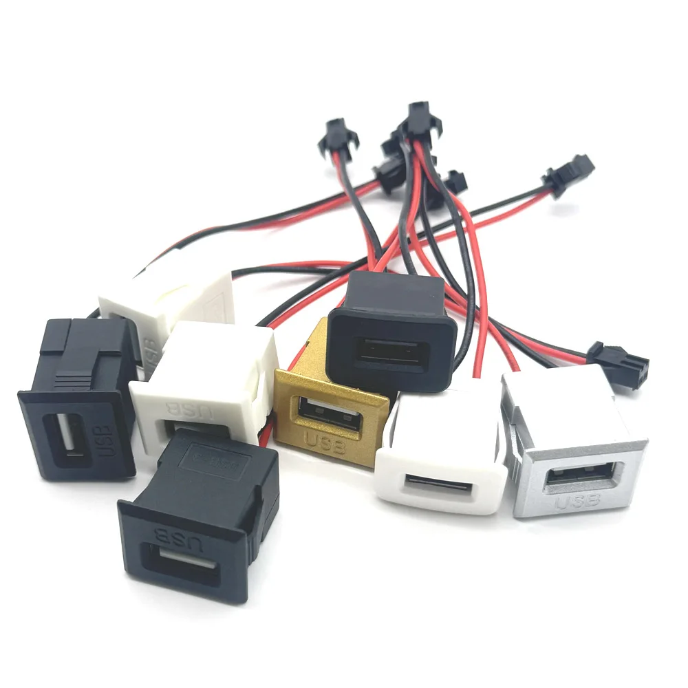 1/3pcs USB Female Base USB-3 single layer Socket USB A Charging Socket Power Socket with Cable Connector Buck Module