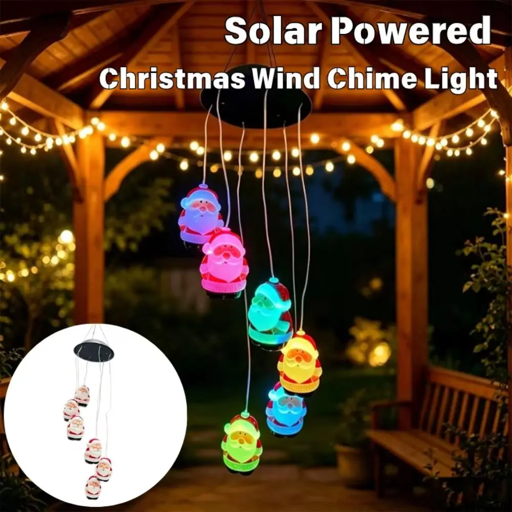 Star Wind Chime Light Santa Claus Oval Solar Decorative Lamp Solar Powered Waterproof Colorful Wind Chime Light Terraces