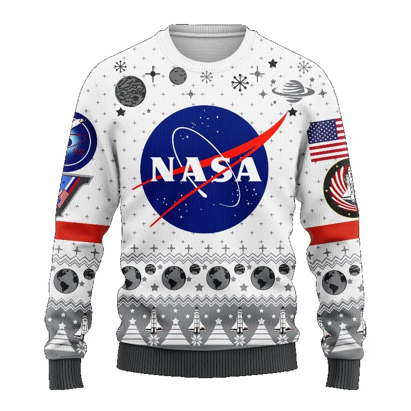 ناسا عيد الميلاد القبيح نمط البلوز الفضاء موضوع الرسم الكبار الاطفال أعلى الشتاء عطلة ارتداء عارضة السترة الأسرة مطابقة