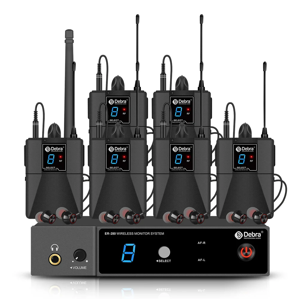 ER-280 Portable 6-Channel Wireless In-Ear System Church Stage Performance Speeches Conference Microphones LED Display