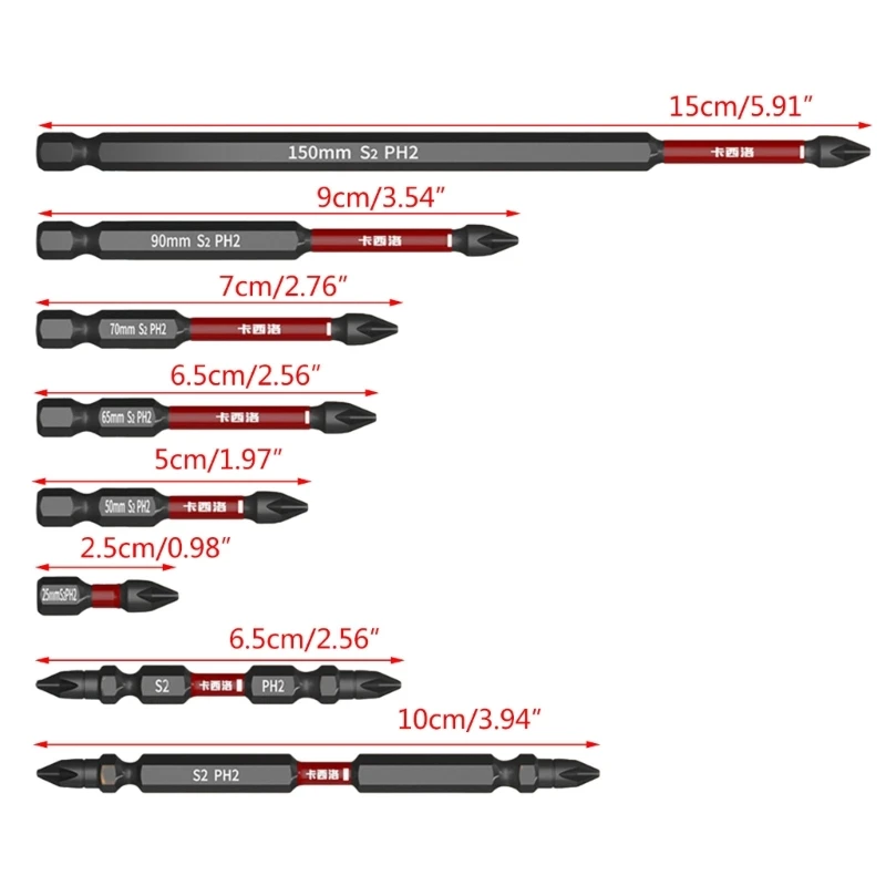 High Magnetic Screwdriver Bit Cross Slotted Screwdriver Bit 62HRC Hardness Tungsten Steel Long Impact Bit Repair Tool Dropship