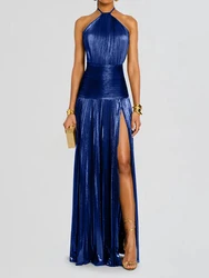 Nowa sukienka wakacyjna z długim rękawem, wiosenno-letni strój codzienny z głębokim dekoltem w szpic, damska sukienka maxi, 2024 seksowna patchworkowa sukienka damska z nadrukiem