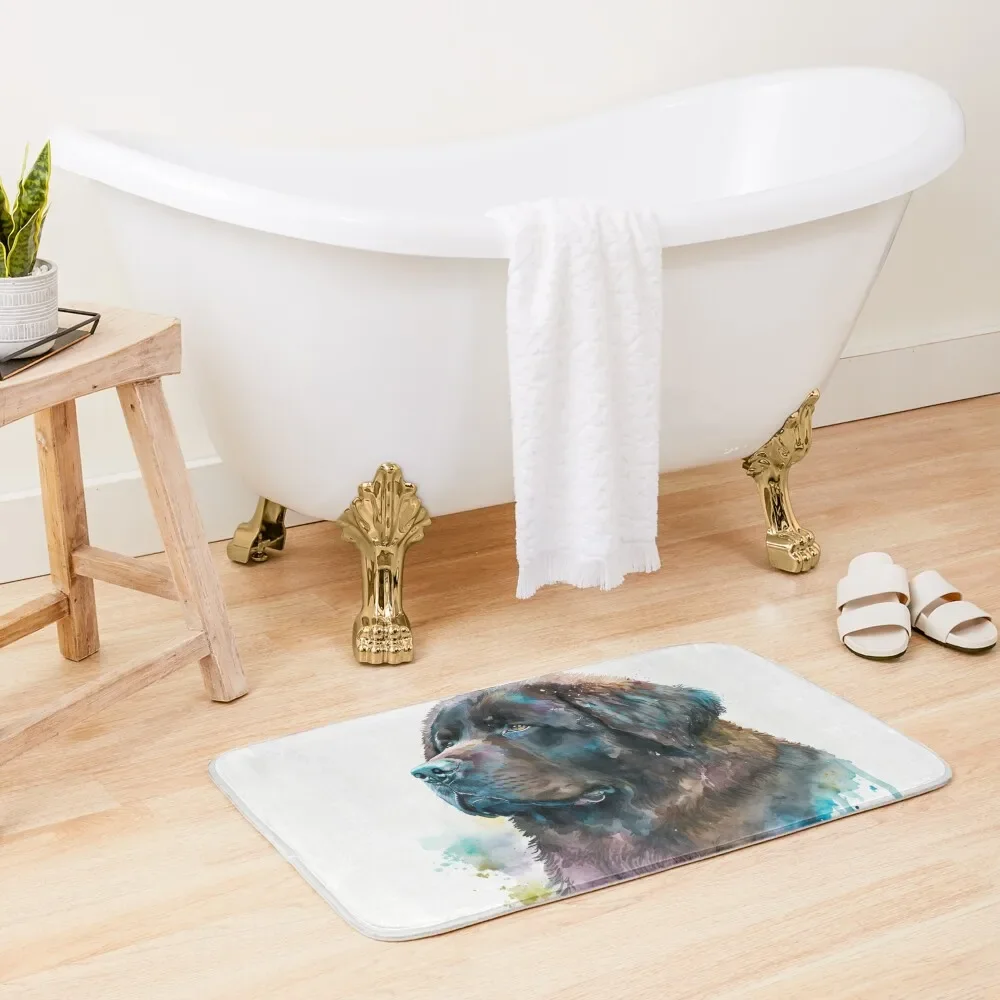

Newfoundland Watercolor Artwork Bath Mat Anti Slip Bath Stickers Bathroom Gadgets Mat